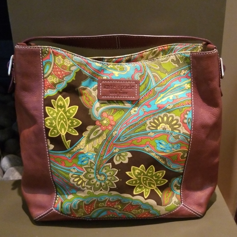 Unique Kate Spade New York leather and Paisley Hobo bag
